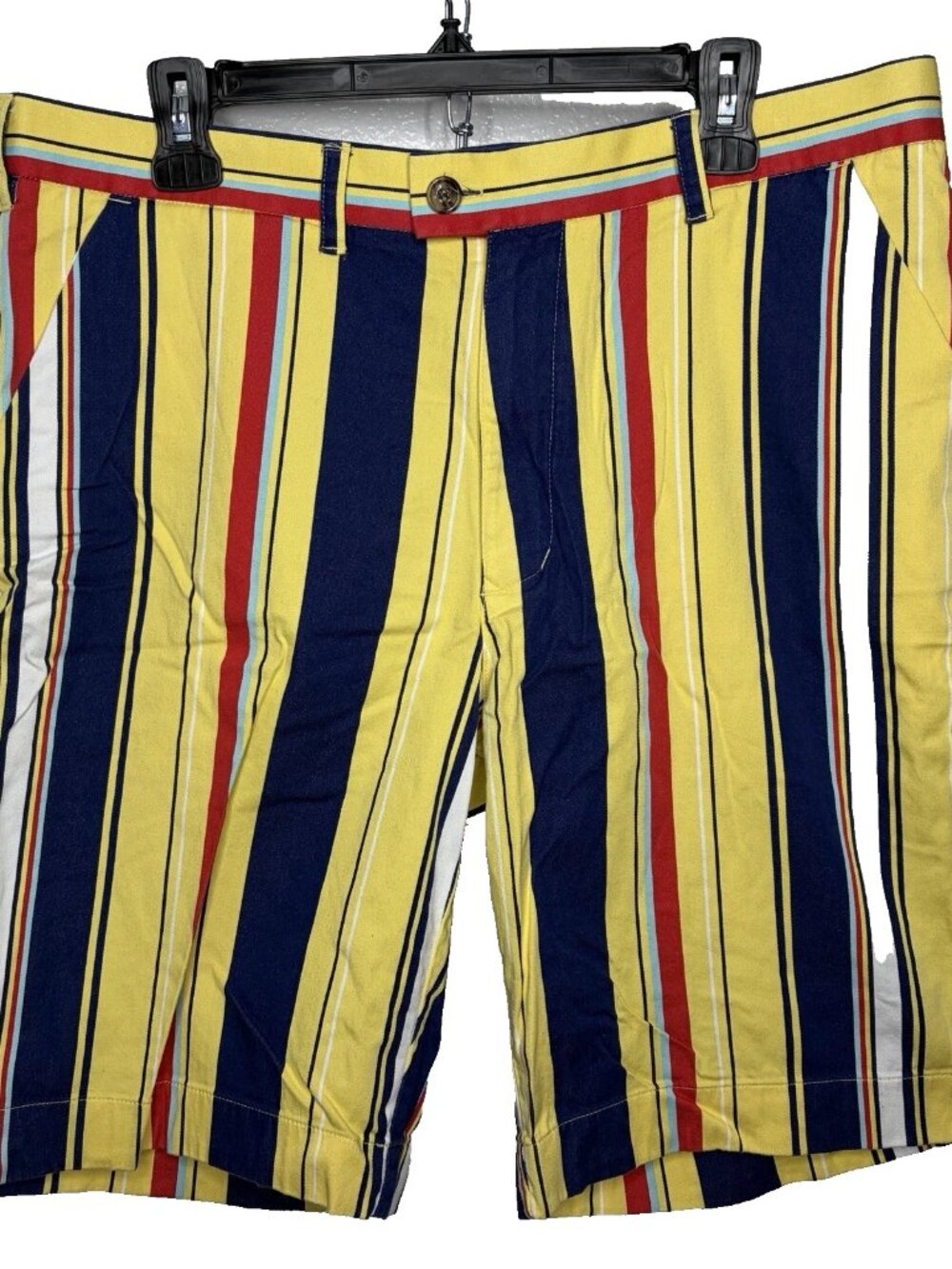 Loudmouth Bermuda Golf Shorts Mens Size 38 The Hamptons Yellow Striped Classic